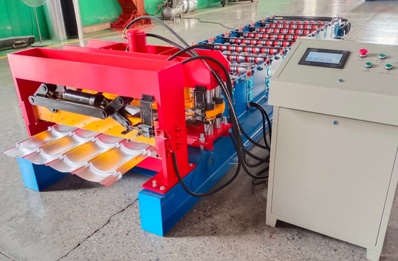 PLC Controlled Glazed Tile Roll Forming Machine With Hydraulic Cutting System