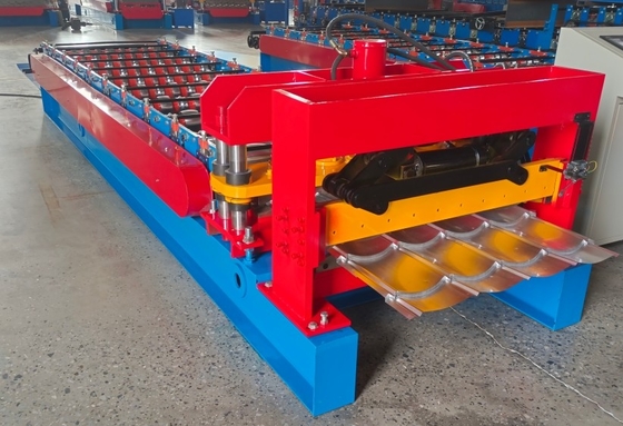 PLC Controlled Glazed Tile Roll Forming Machine With Hydraulic Cutting System
