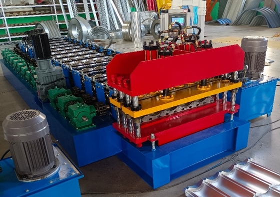 SHITONG-840 13 Rows Electric PLC Glazed Tile Roll Forming Machine With Hydraulic Cutting