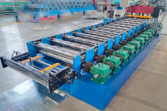 SHITONG-840 13 Rows Electric PLC Glazed Tile Roll Forming Machine With Hydraulic Cutting